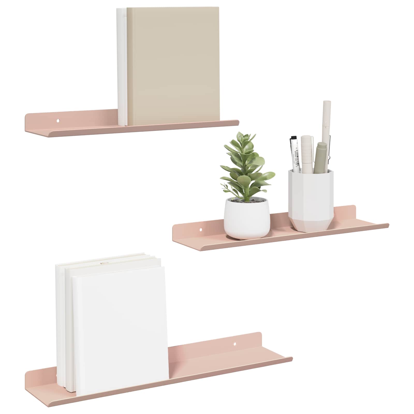 Plovoucí Police Nástěnný 3 Pcs Růžová 40 X 9 X 2,5 Cm Ocel