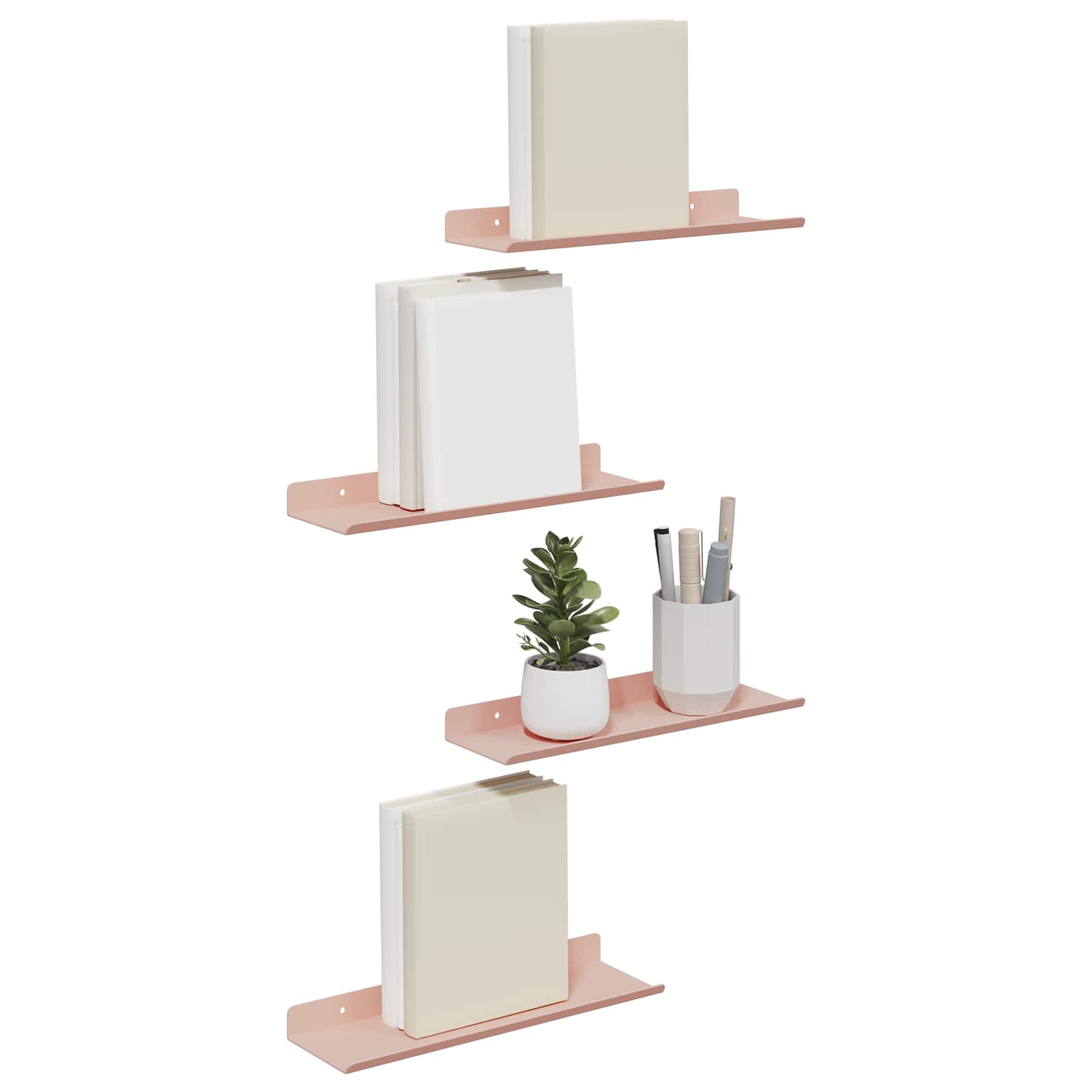 Plovoucí Police Nástěnný 4 Pcs Růžová 30 X 9 X 2,5 Cm Ocel