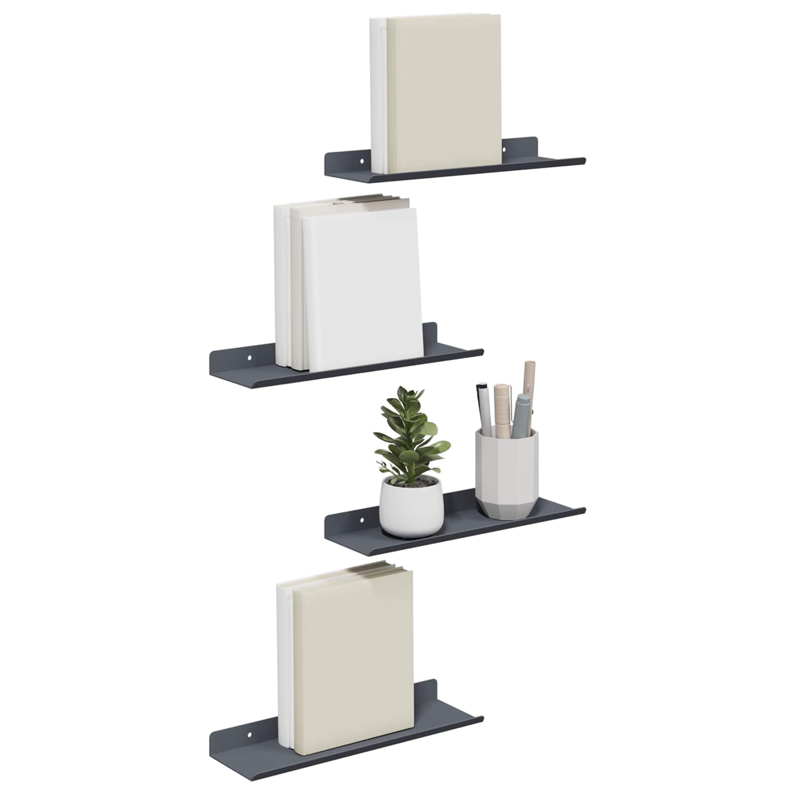 Plovoucí Police Nástěnný 4 Pcs Antracit 30 X 9 X 2,5 Cm Ocel