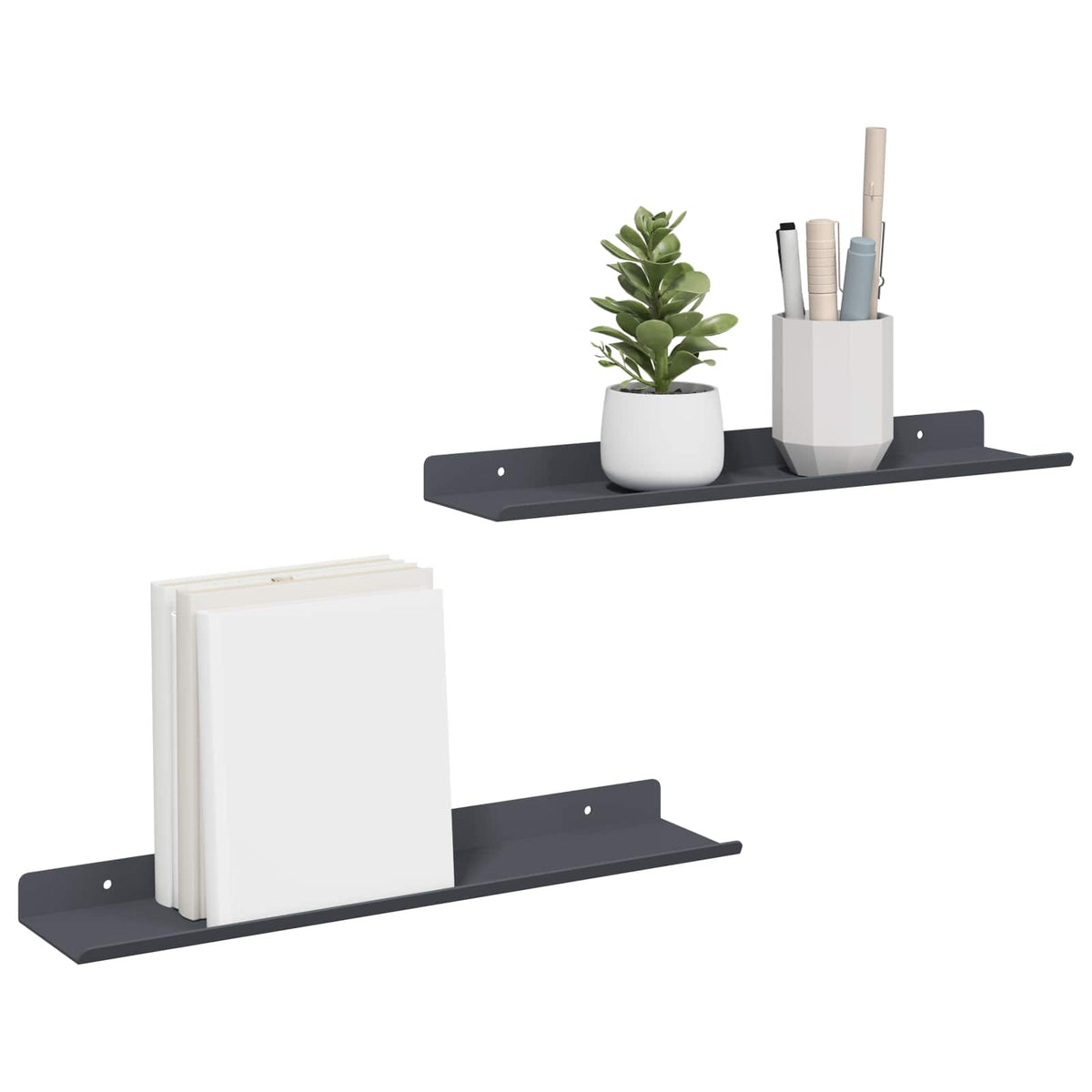 Plovoucí Police Nástěnný 2 Pcs Antracit 40 X 8,5 X 2,5 Cm Ocel