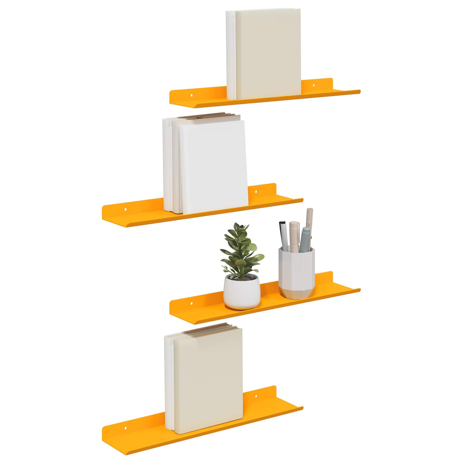 Plovoucí Police 4 Pcs Hořčicově Žlutá 40 X 8,5 X 2,5 Cm Ocel