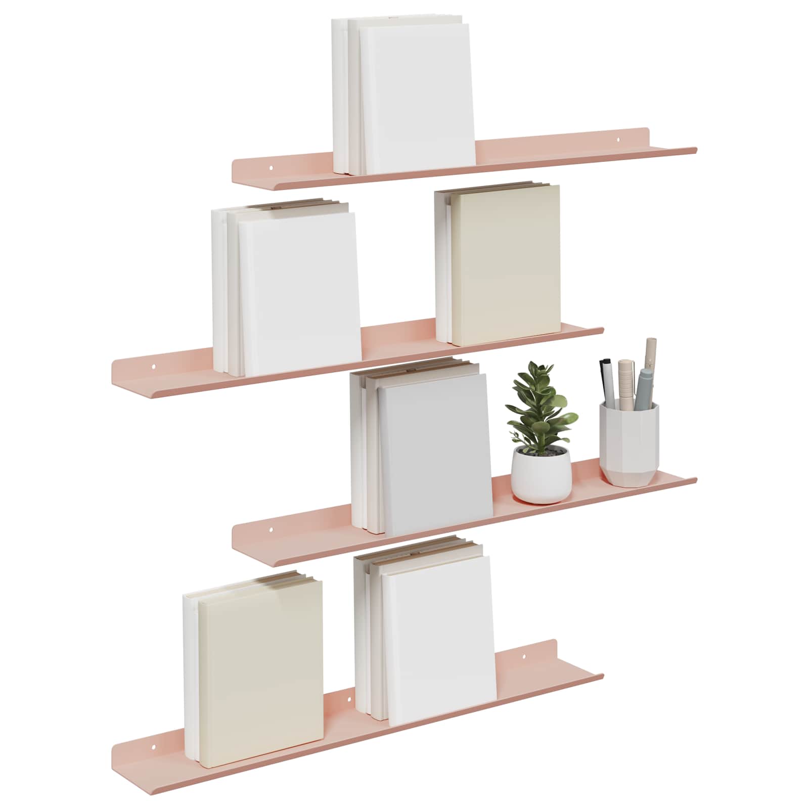 Plovoucí Police Nástěnný 4 Pcs Růžová 60 X 8,5 X 2,5 Cm Ocel