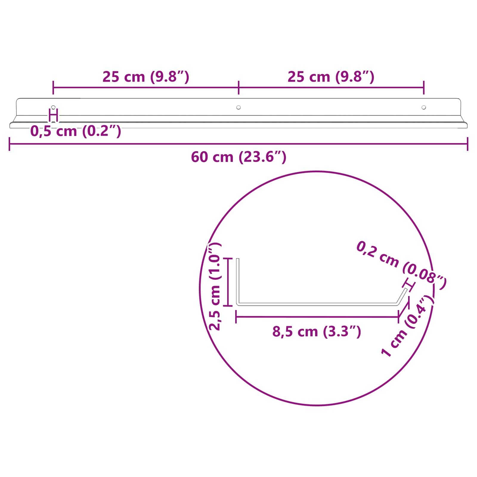 Plovoucí Police Nástěnný 4 Pcs Růžová 60 X 8,5 X 2,5 Cm Ocel