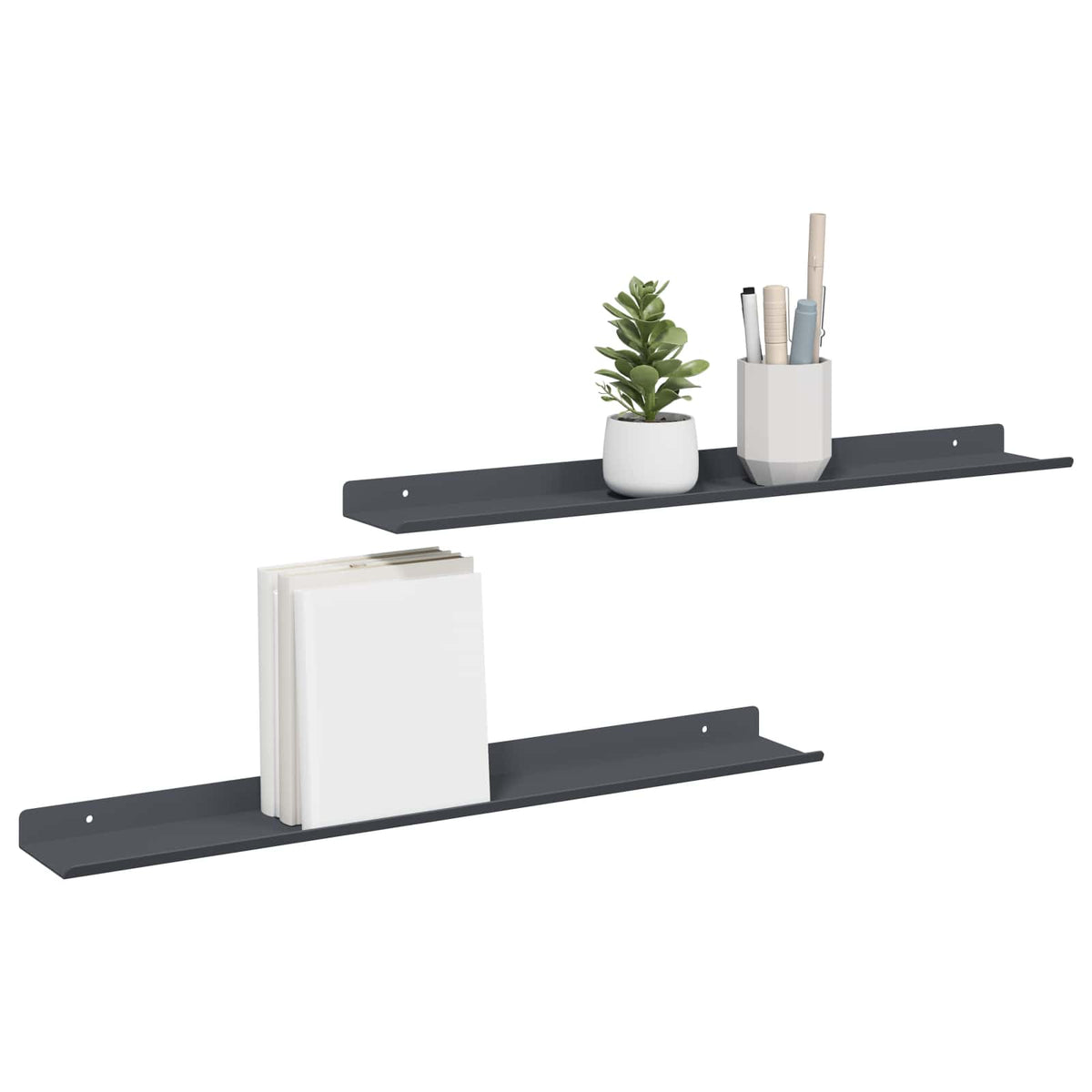 Plovoucí Police Nástěnný 2 Pcs Antracit 60 X 8,5 X 2,5 Cm Ocel