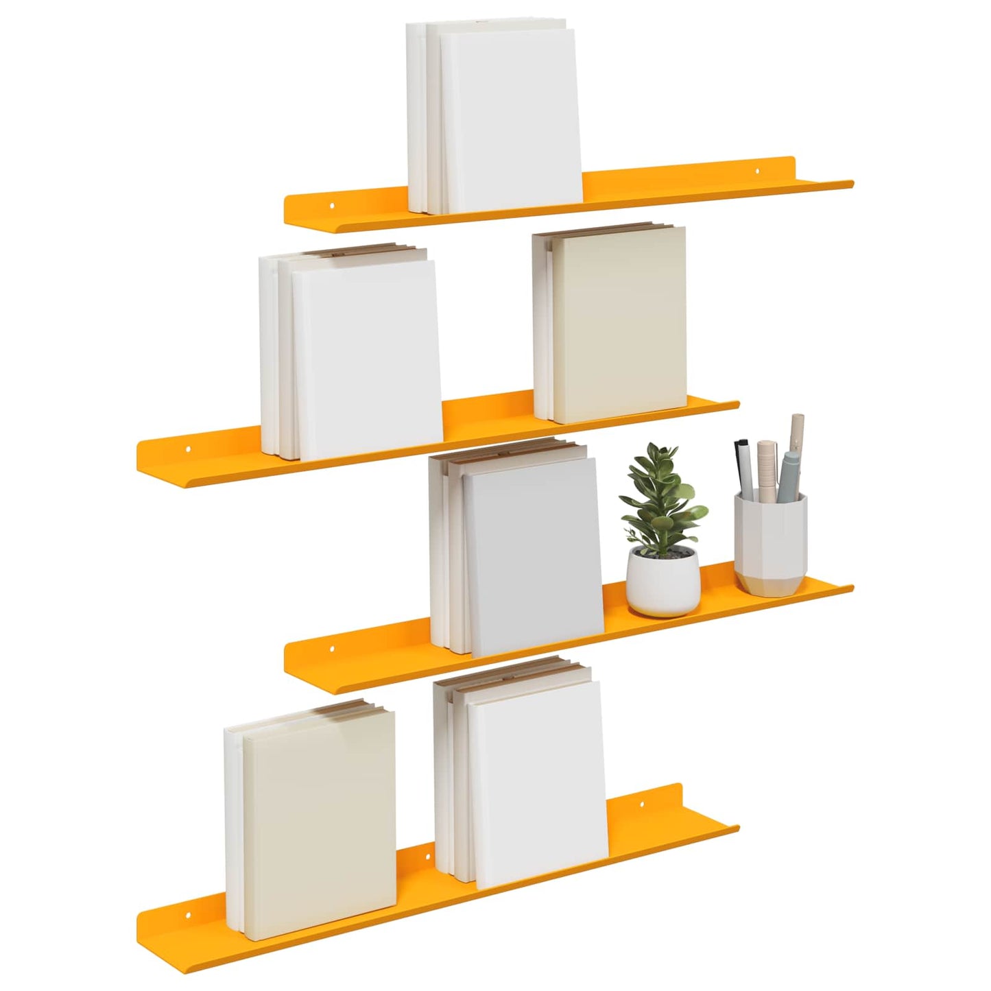 Plovoucí Police 4 Pcs Hořčicově Žlutá 60 X 8,5 X 2,5 Cm Ocel
