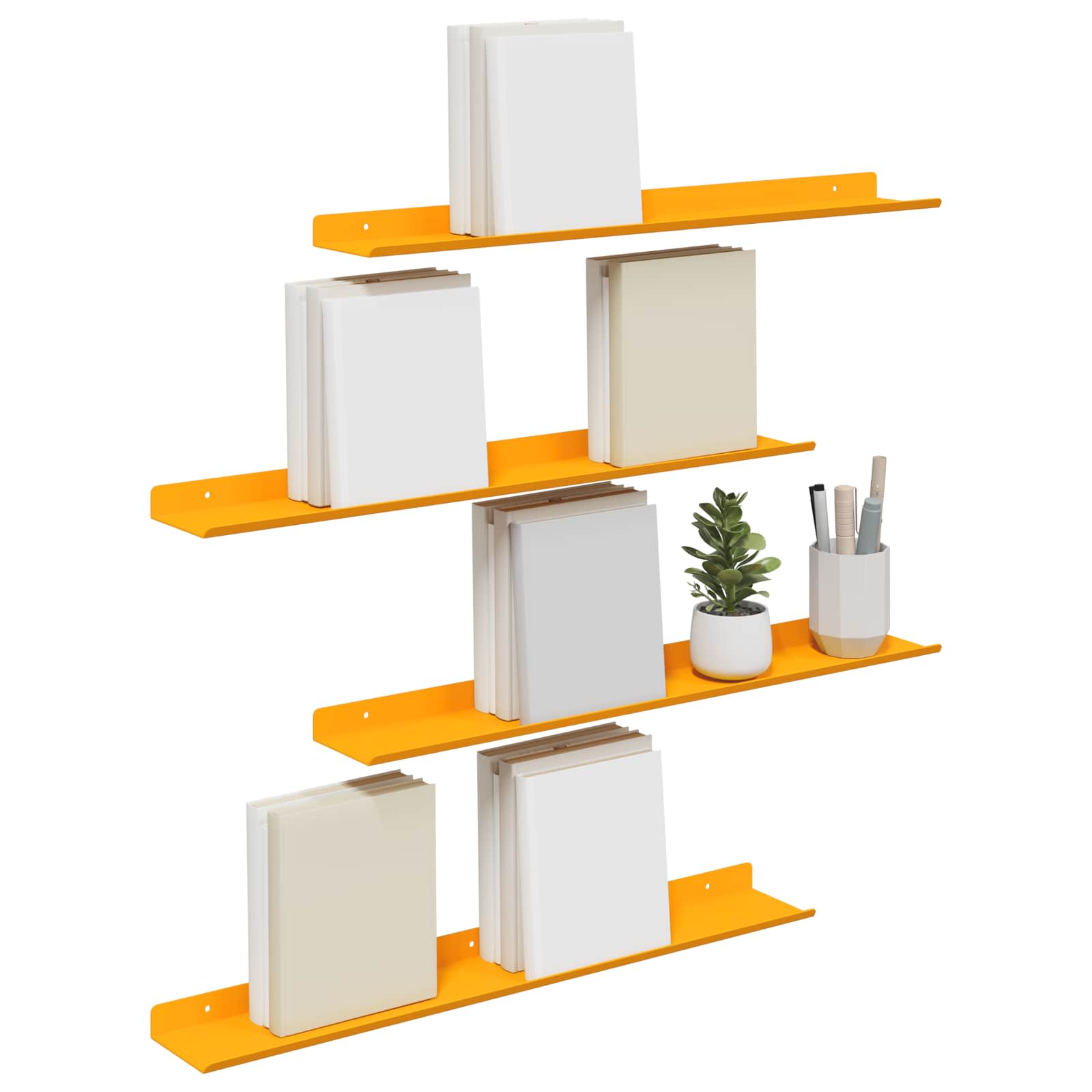 Plovoucí Police 4 Pcs Hořčicově Žlutá 60 X 8,5 X 2,5 Cm Ocel