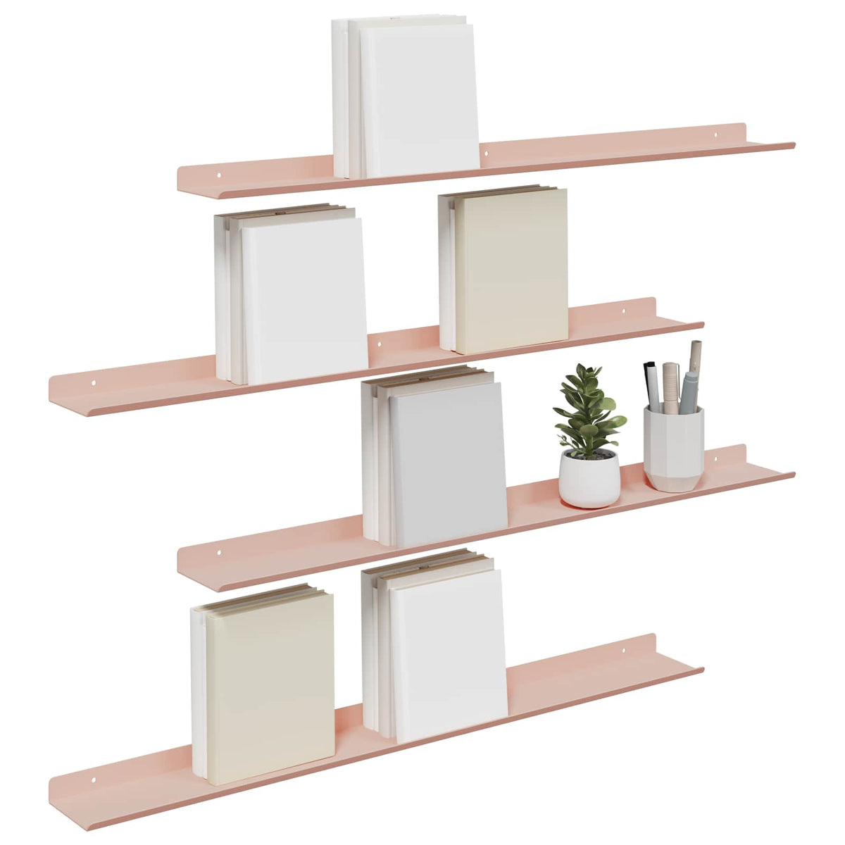 Plovoucí Police Nástěnný 4 Pcs Růžová 80 X 9 X 2,5 Cm Ocel