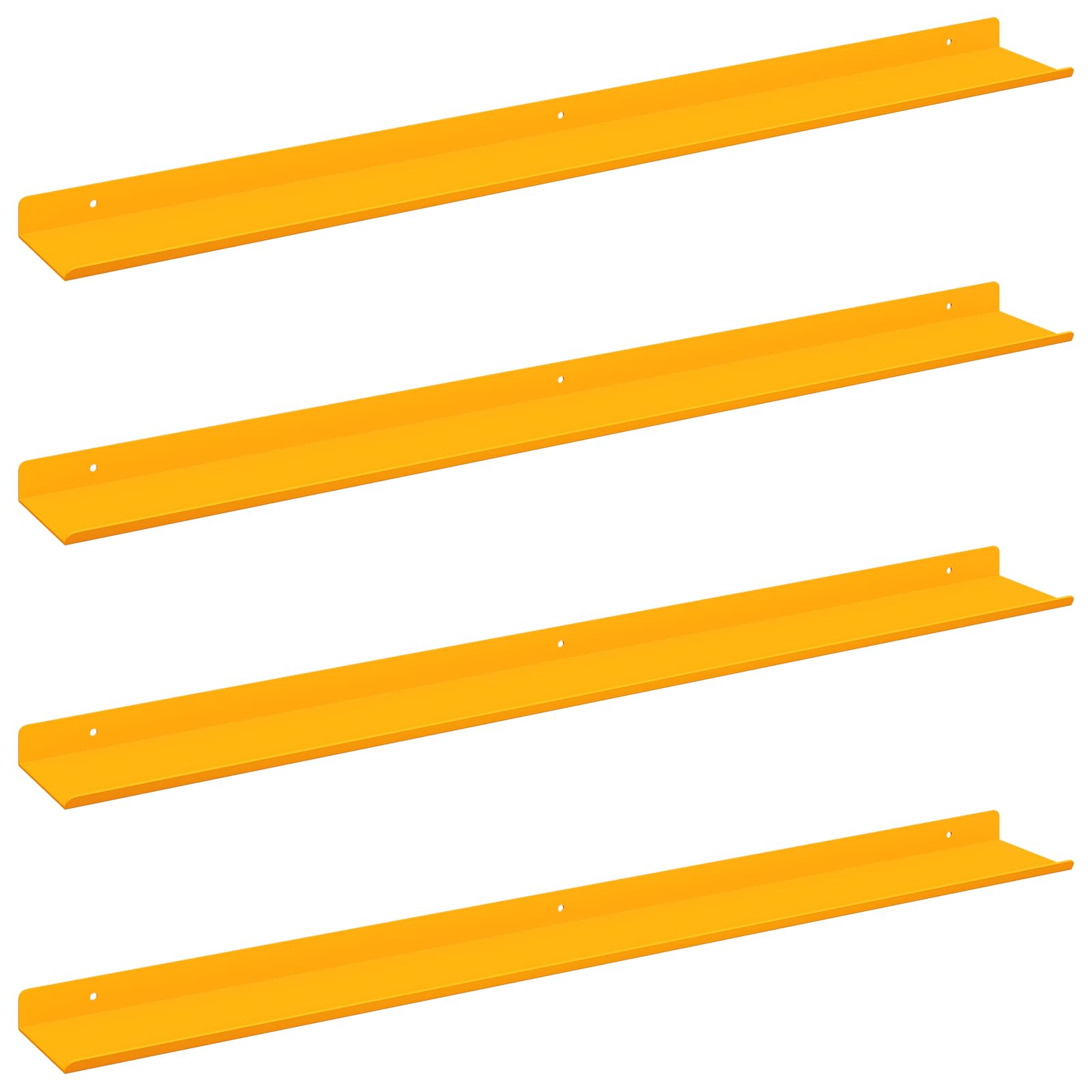 Plovoucí Police 4 Pcs Hořčicově Žlutá 80 X 9 X 2,5 Cm Ocel
