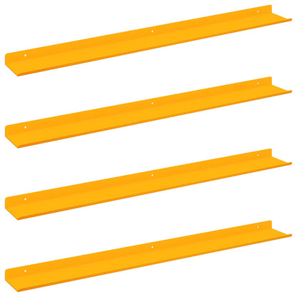 Plovoucí Police 4 Pcs Hořčicově Žlutá 80 X 9 X 2,5 Cm Ocel