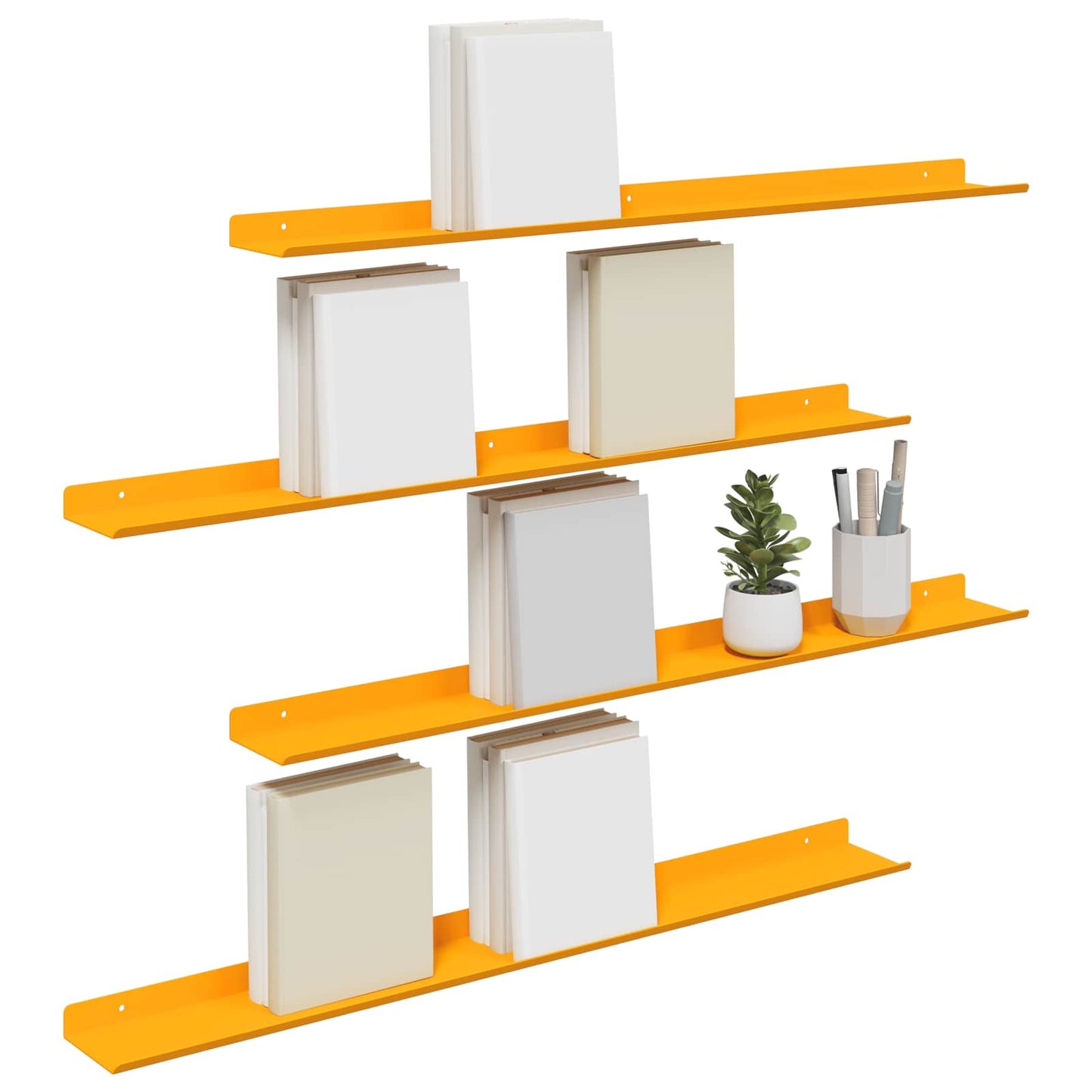 Plovoucí Police 4 Pcs Hořčicově Žlutá 80 X 9 X 2,5 Cm Ocel