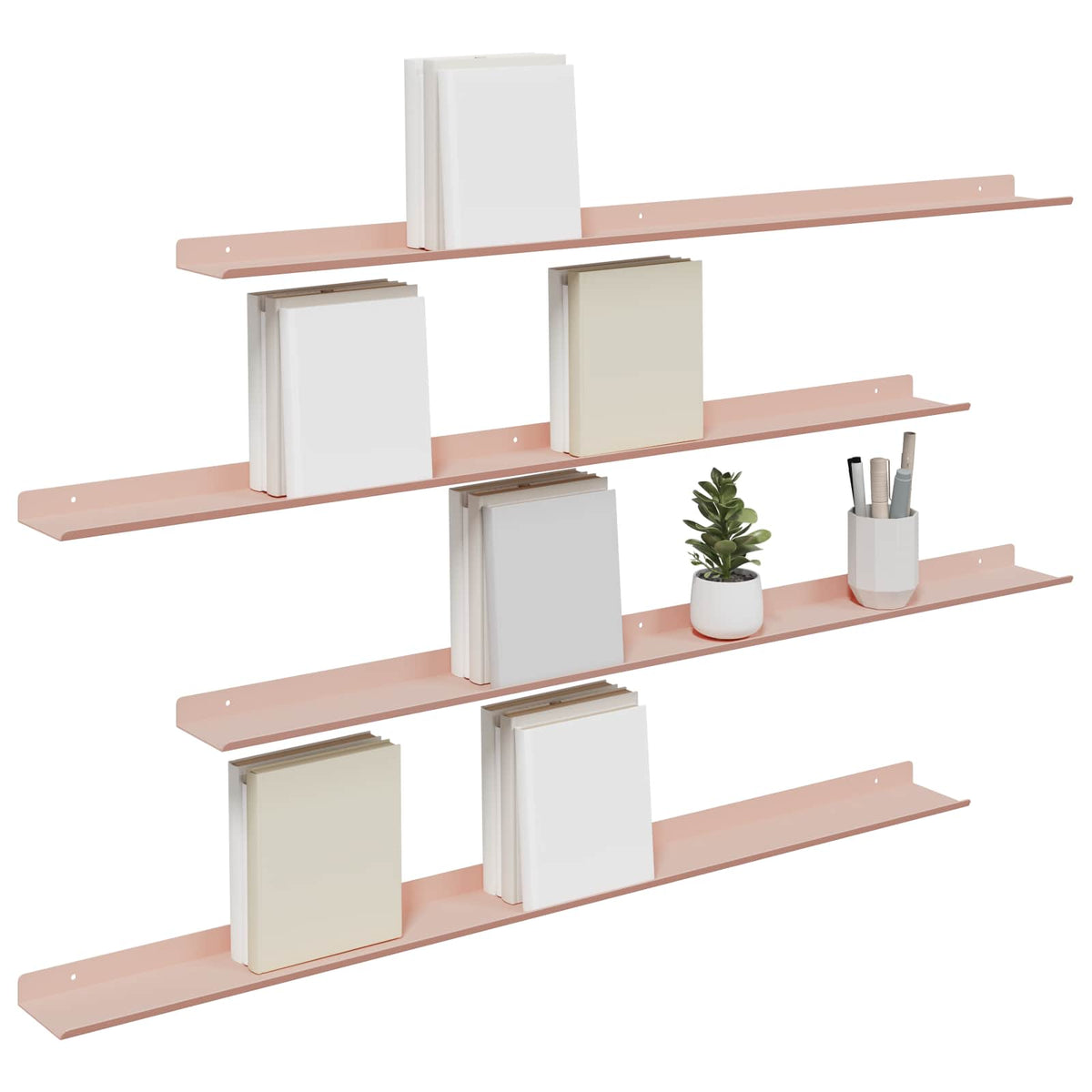 Plovoucí Police Nástěnný 4 Pcs Růžová 100 X 9 X 2,5 Cm Ocel