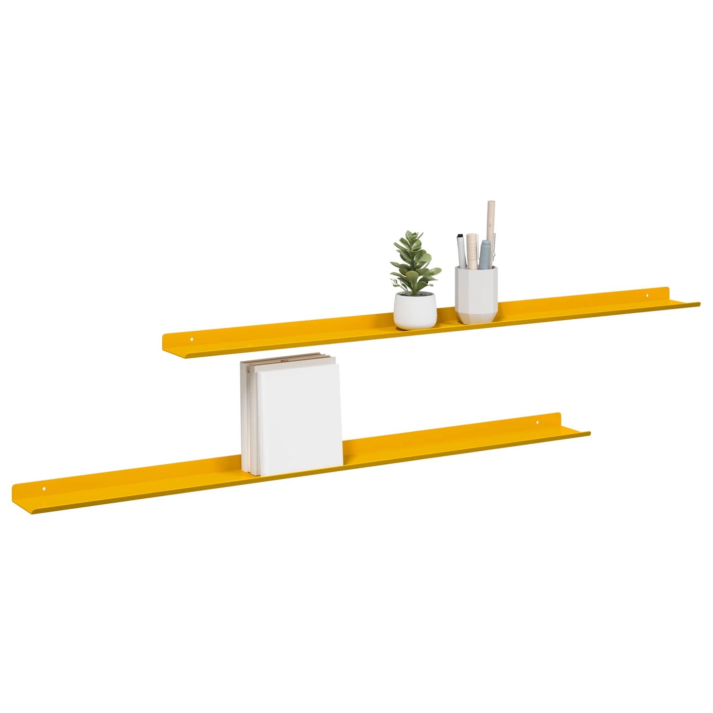 Plovoucí Police 2 Pcs Hořčicově Žlutá 100 X 9 X 2,5 Cm Ocel