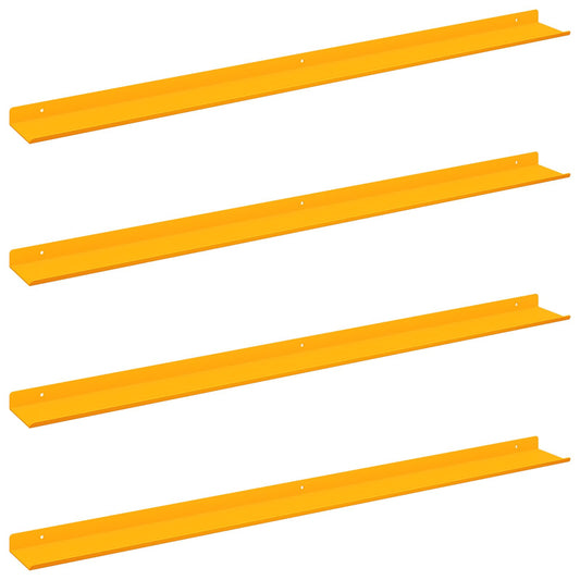 Plovoucí Police 4 Pcs Hořčicově Žlutá 100 X 9 X 2,5 Cm Ocel