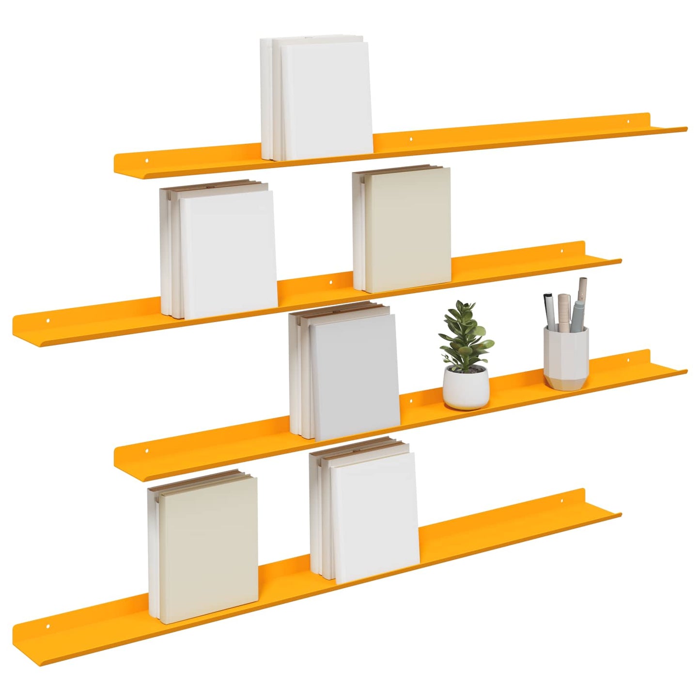 Plovoucí Police 4 Pcs Hořčicově Žlutá 100 X 9 X 2,5 Cm Ocel