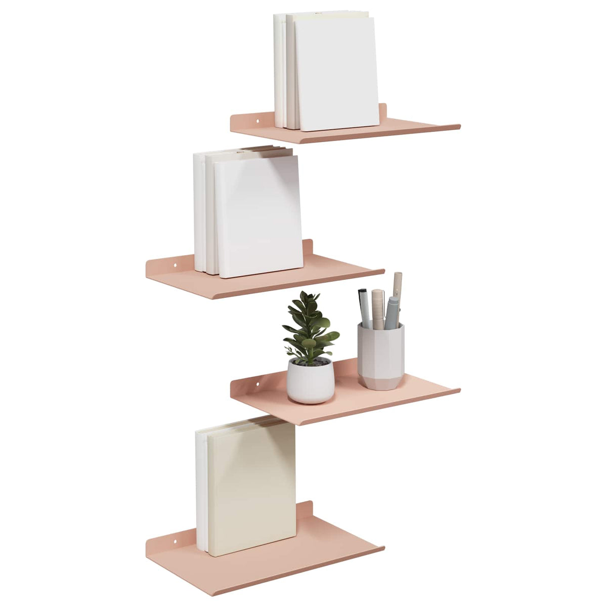 Plovoucí Police Nástěnný 4 Pcs Růžová 30 X 18 X 2,5 Cm Ocel
