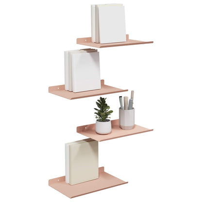 Plovoucí Police Nástěnný 4 Pcs Růžová 30 X 18 X 2,5 Cm Ocel