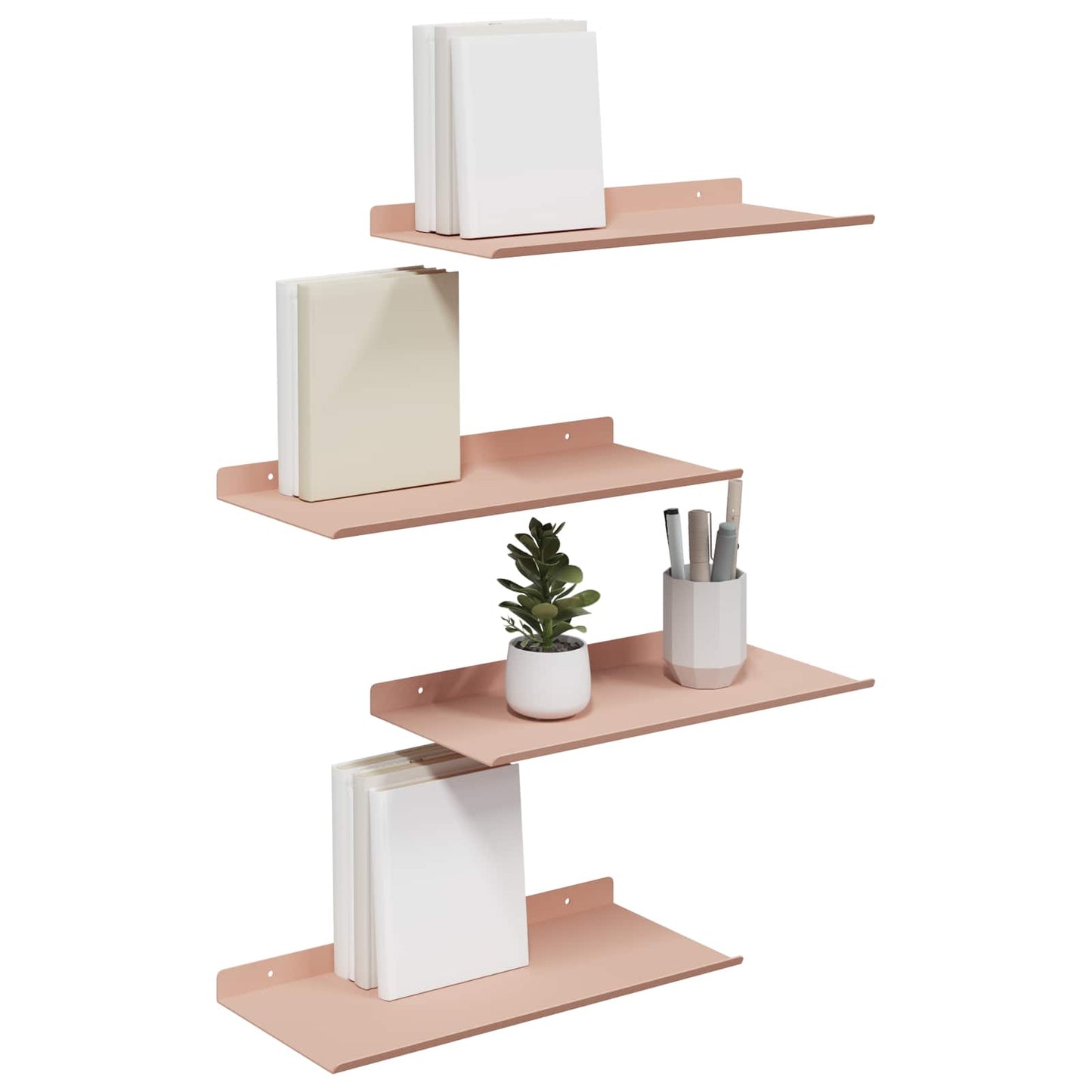 Plovoucí Police Nástěnný 4 Pcs Růžová 40 X 18 X 2,5 Cm Ocel