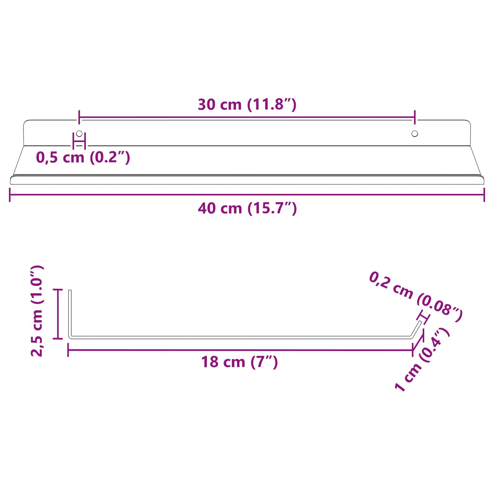 Plovoucí Police Nástěnný 4 Pcs Růžová 40 X 18 X 2,5 Cm Ocel