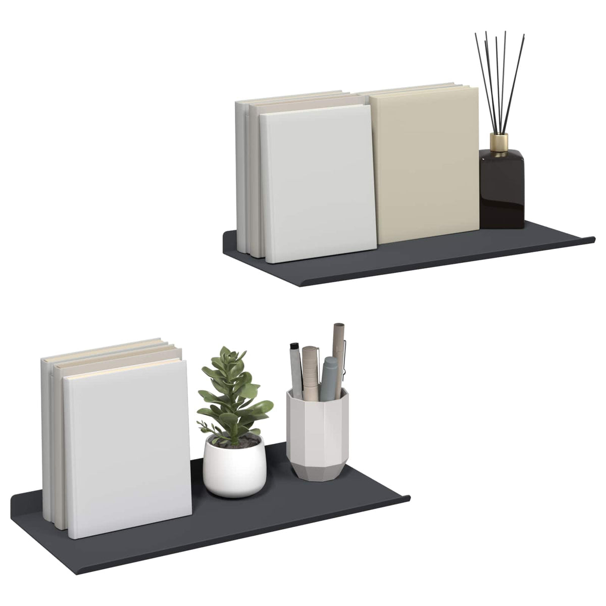 Plovoucí Police Nástěnný 2 Pcs Antracit 40 X 18 X 2,5 Cm Ocel