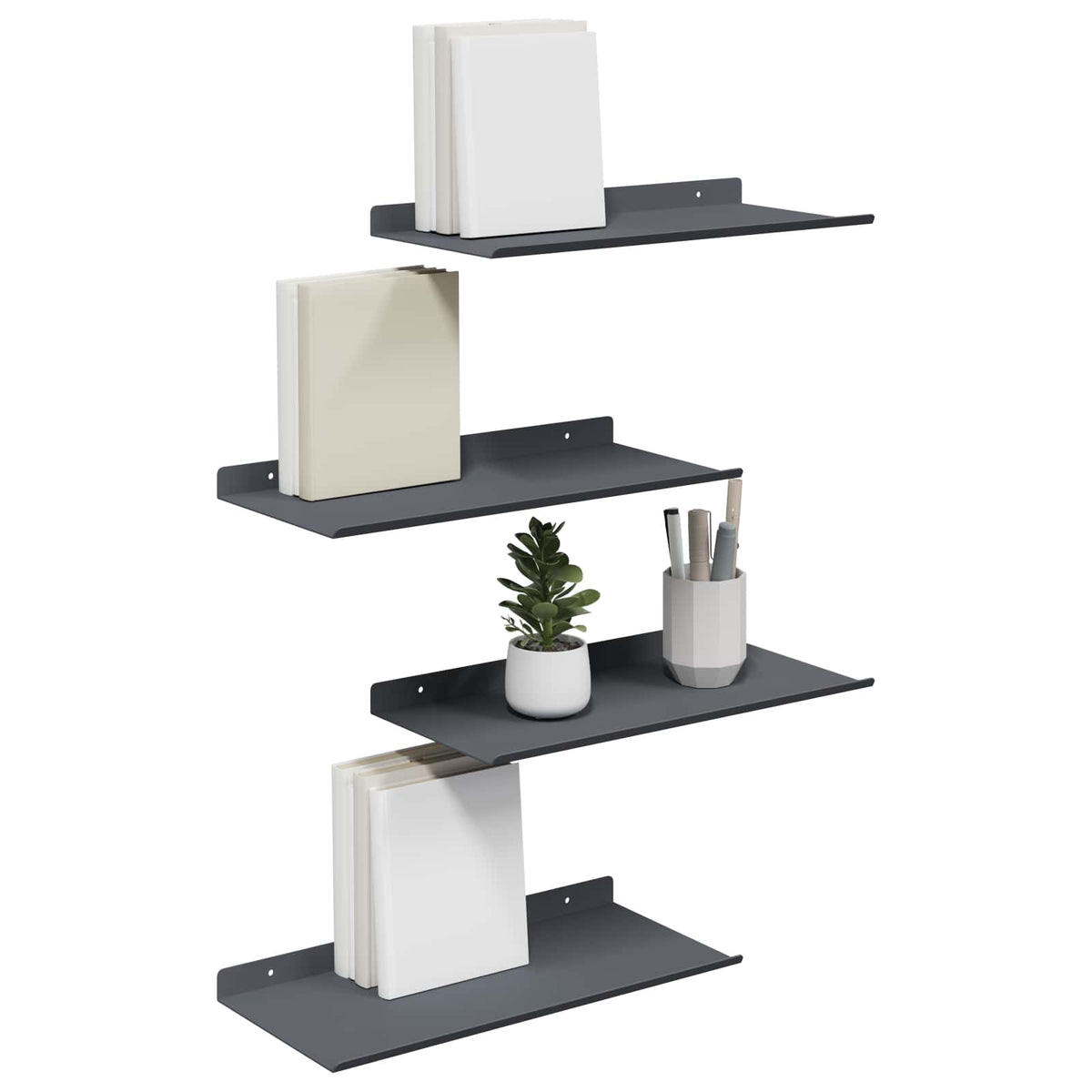 Plovoucí Police Nástěnný 4 Pcs Antracit 40 X 18 X 2,5 Cm Ocel