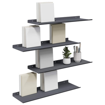 Plovoucí Police Nástěnný 4 Pcs Antracit 60 X 18 X 2,5 Cm Ocel