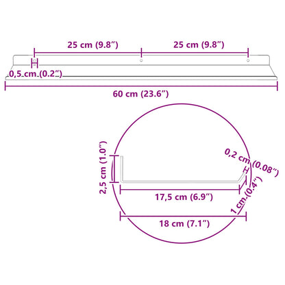 Plovoucí Police Nástěnný 4 Pcs Antracit 60 X 18 X 2,5 Cm Ocel