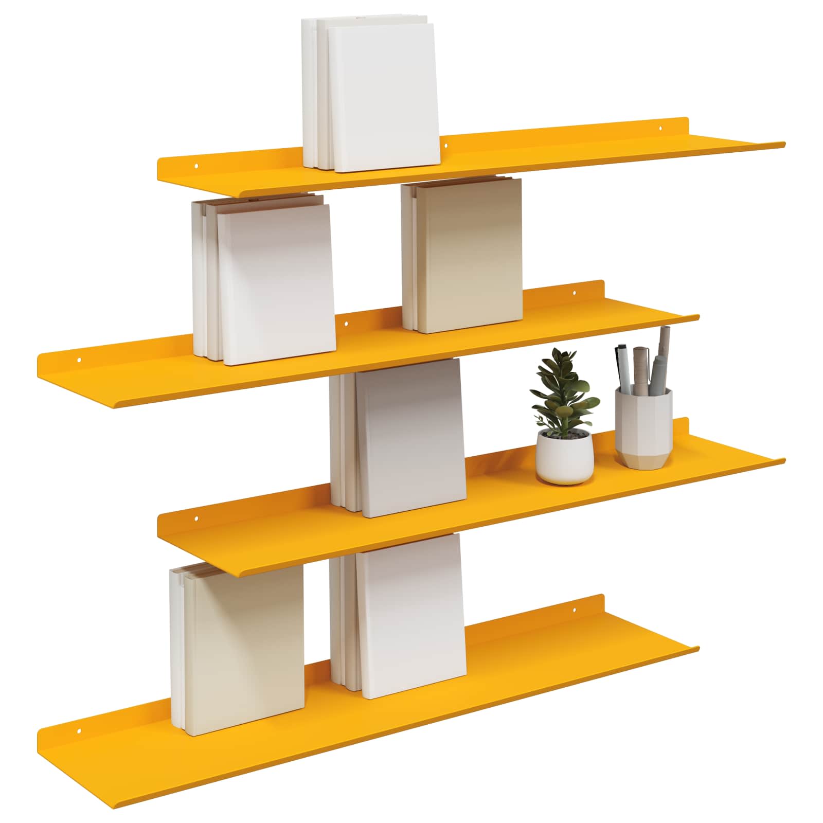 Plovoucí Police 4 Pcs Hořčicově Žlutá 80 X 18 X 2,5 Cm Ocel