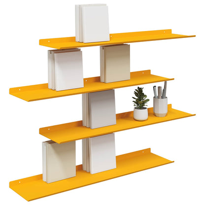 Plovoucí Police 4 Pcs Hořčicově Žlutá 80 X 18 X 2,5 Cm Ocel