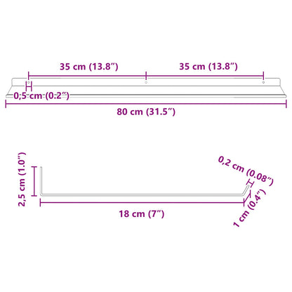 Plovoucí Police 4 Pcs Hořčicově Žlutá 80 X 18 X 2,5 Cm Ocel