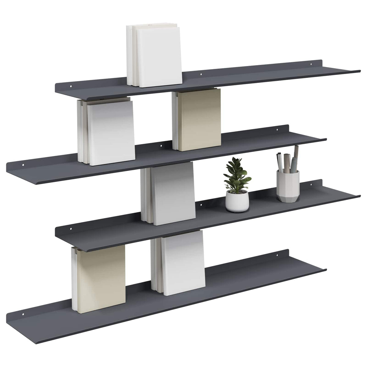 Plovoucí Police Nástěnný 4 Pcs Antracit 100 X 18 X 2,5 Cm Ocel