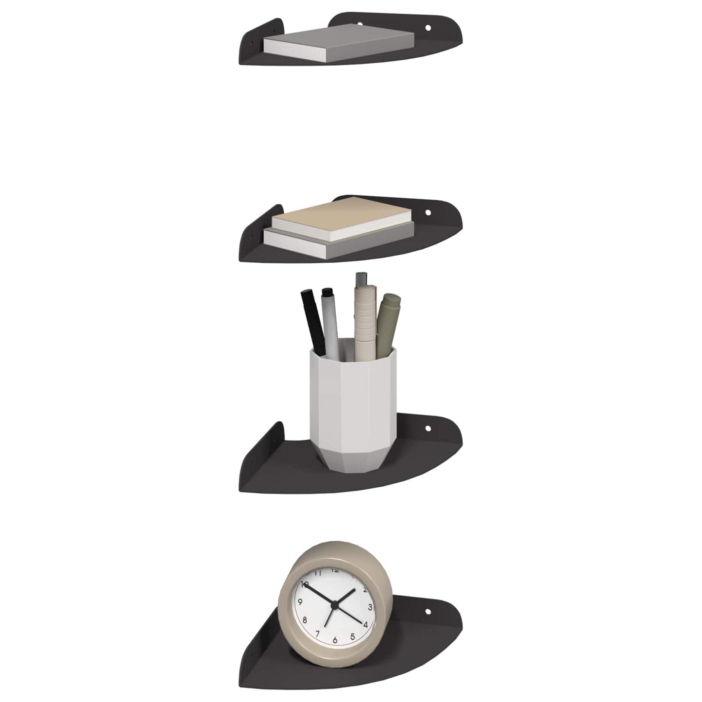 Plovoucí Police S Policí S Úložištěm 4 Pcs Černý 15 X 15 X 2 Cm