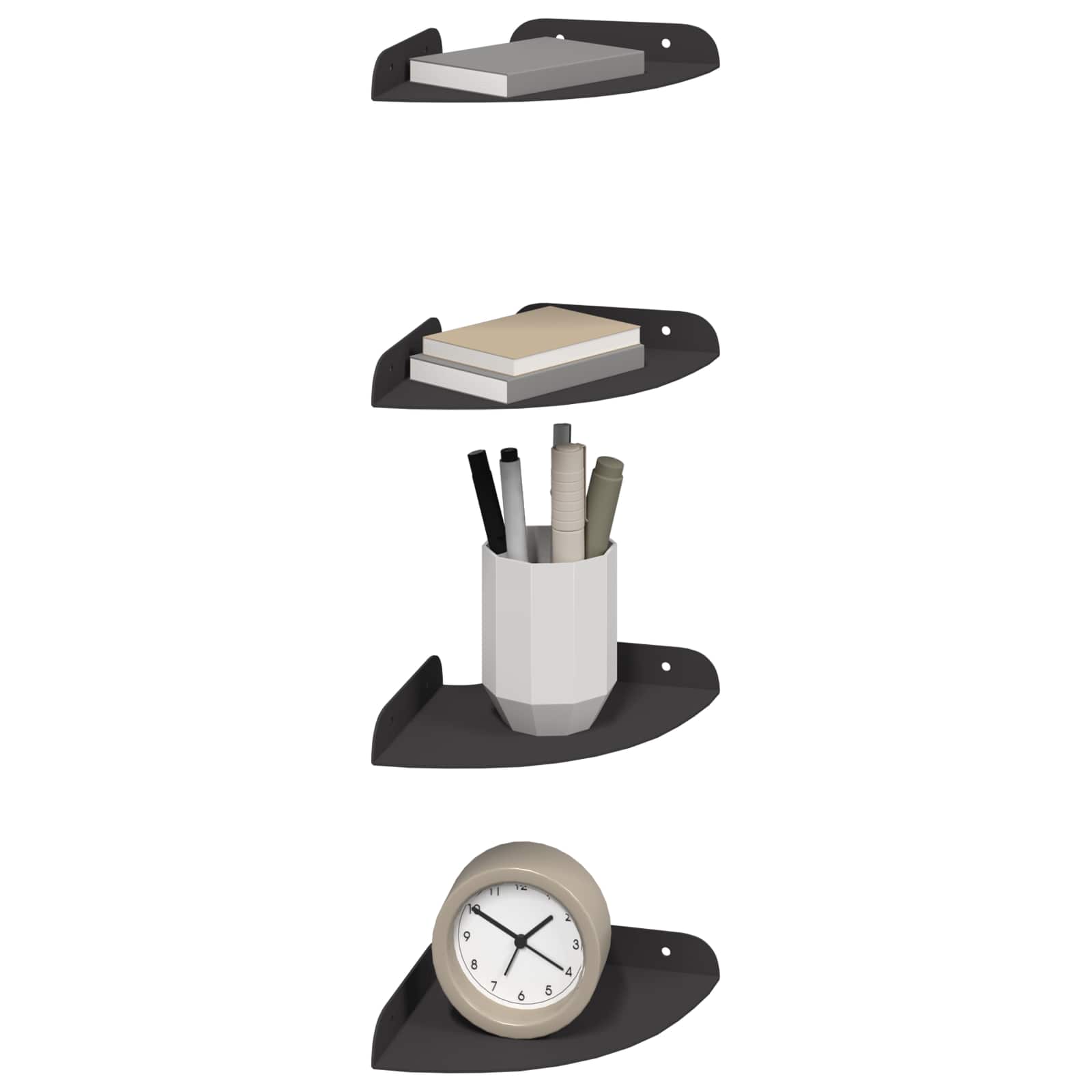 Plovoucí Police S Policí S Úložištěm 4 Pcs Černý 15 X 15 X 2 Cm
