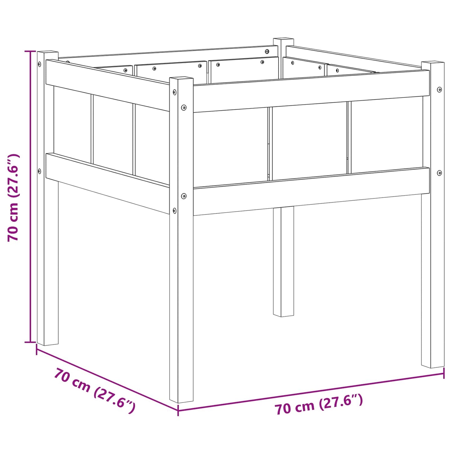Zahradní Pěstebník Příroda 70 X 70 X 70 Cm Masivní Borové Dřevo