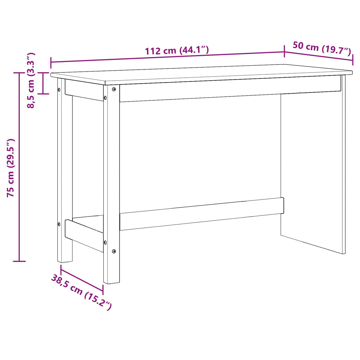 Stůl 112 X 50 X 75 Cm Masivní Borovicové Dřevo