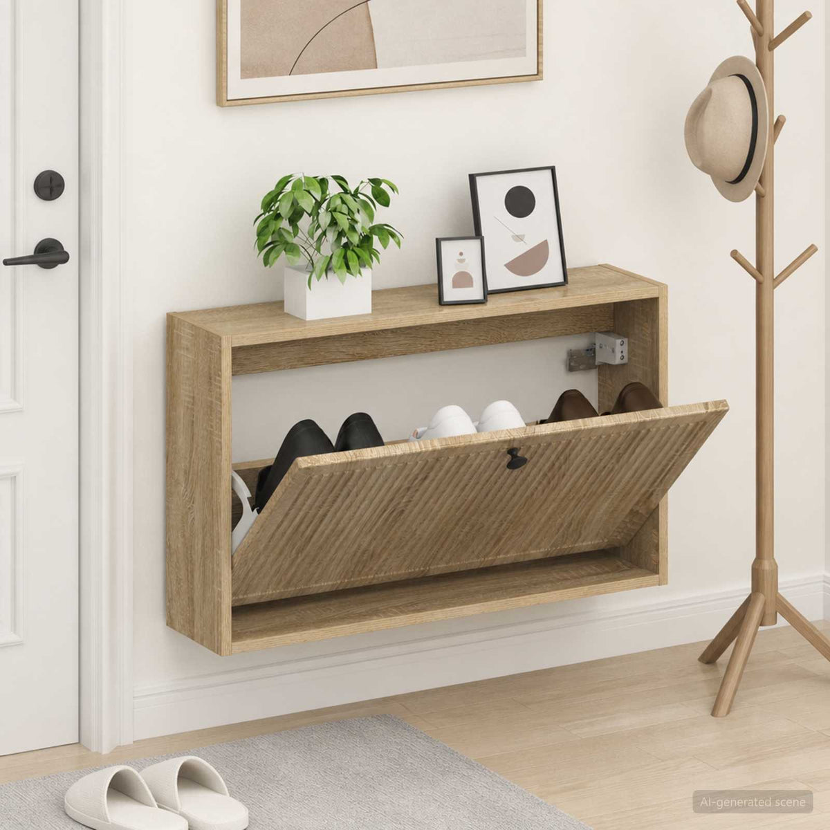 Nástěnná Skříň Na Boty Ede 71 X 17 X 43 Cm Kompozitní Dřevo