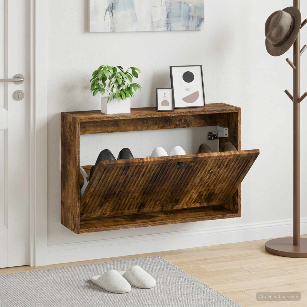 Nástěnná Skříň Na Boty Ede 71 X 17 X 43 Cm Kompozitní Dřevo