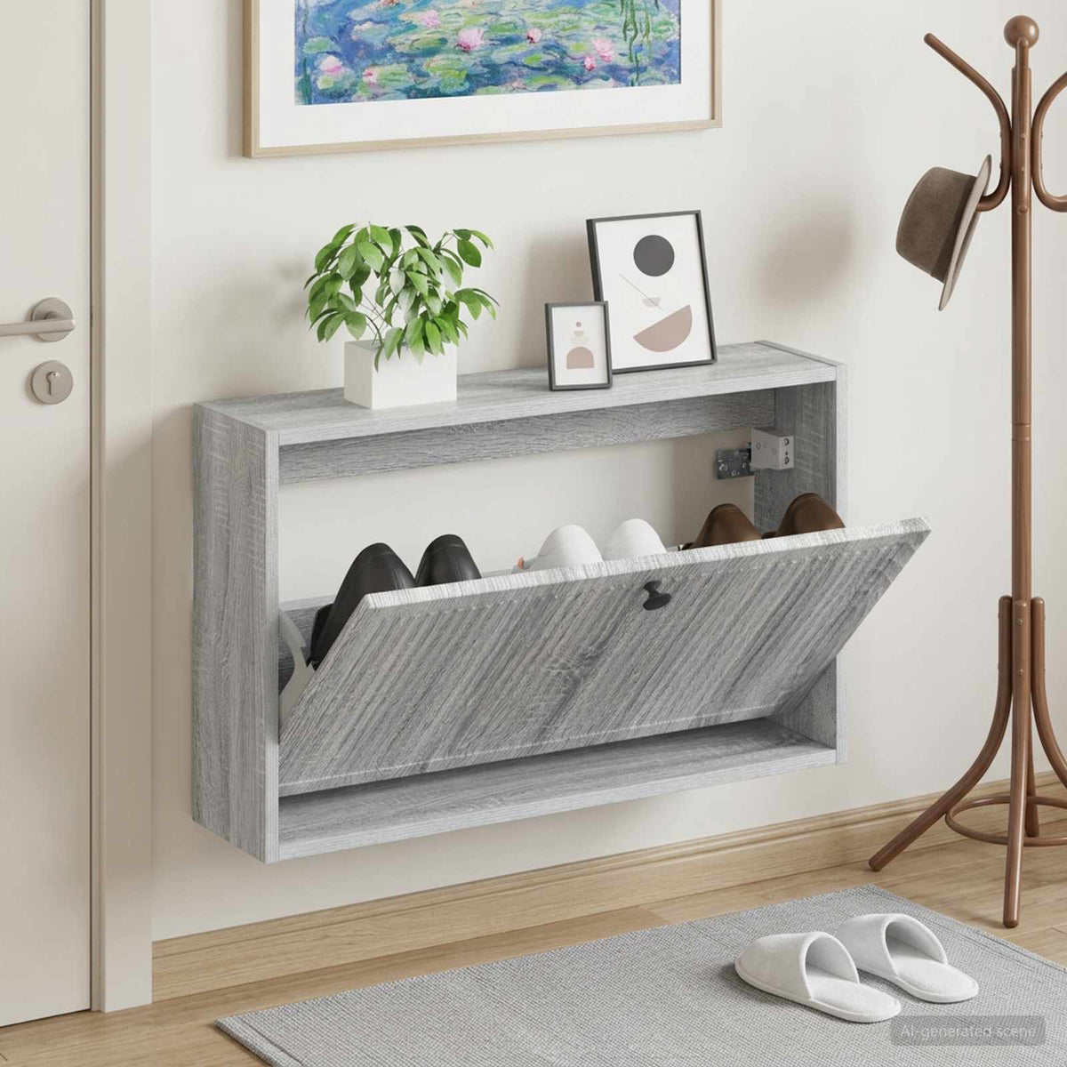 Nástěnná Skříň Na Boty Ede 71 X 17 X 43 Cm Kompozitní Dřevo