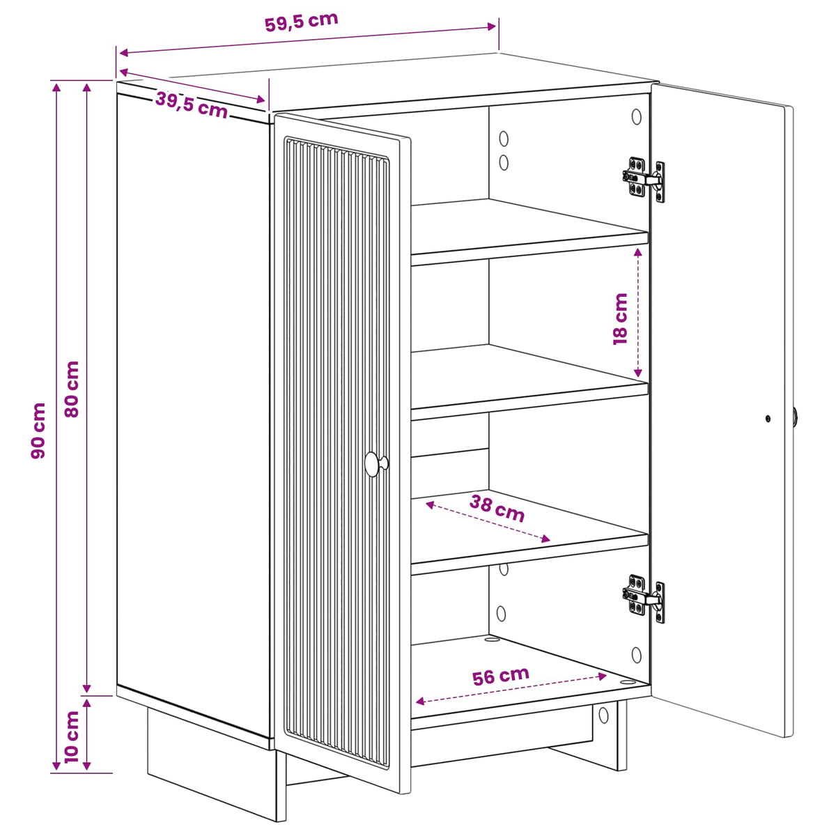 Skříň Na Obuv Ede 59,5 X 39,5 X 90 Cm Kompozitní Dřevo