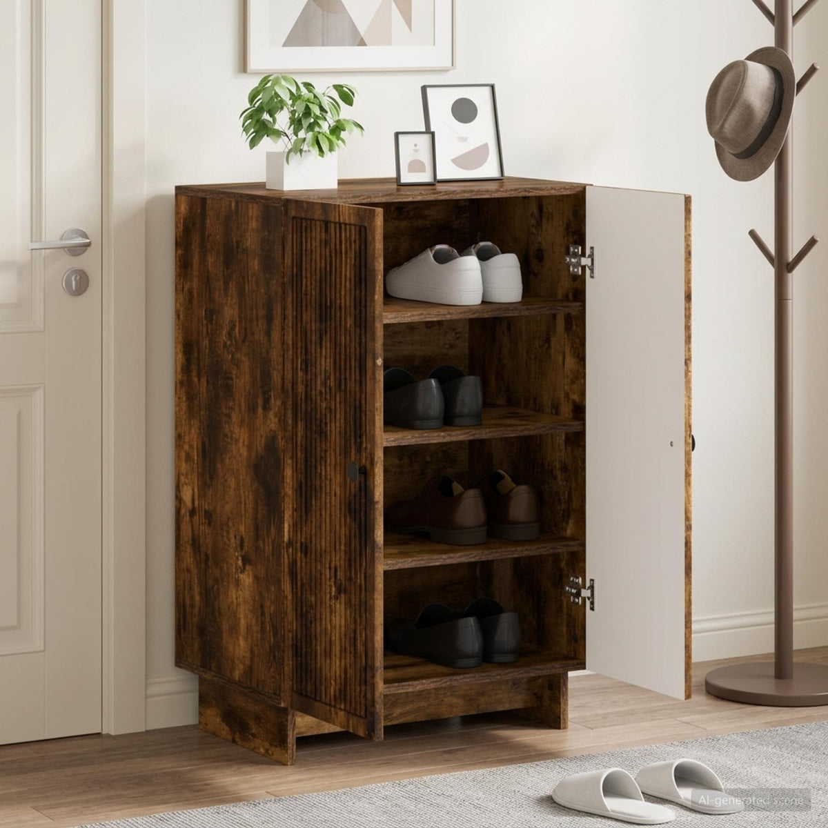 Skříň Na Obuv Ede 59,5 X 39,5 X 90 Cm Kompozitní Dřevo