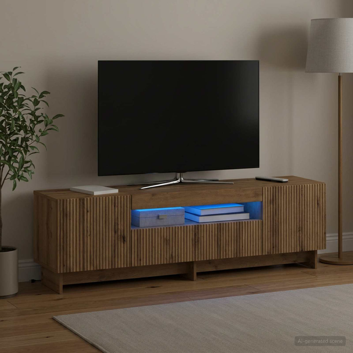 Led Tv Skříň Ede 153 X 35 X 43 Cm Kompozitní Dřevo