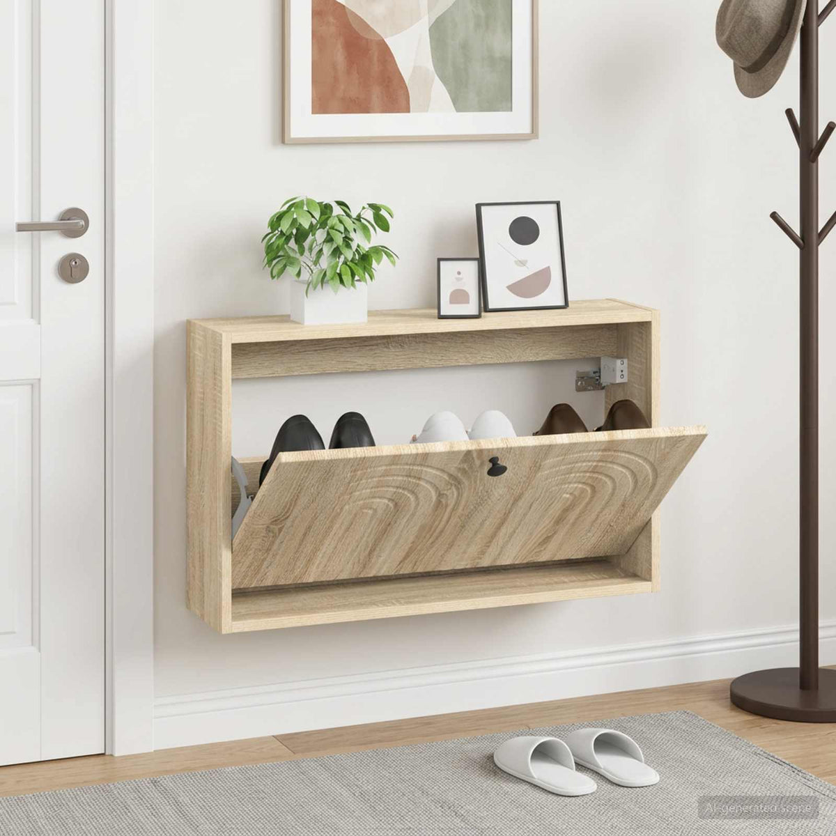 Nástěnná Skříň Na Boty Alkmaar 71 X 17 X 43 Cm Kompozitní Dřevo