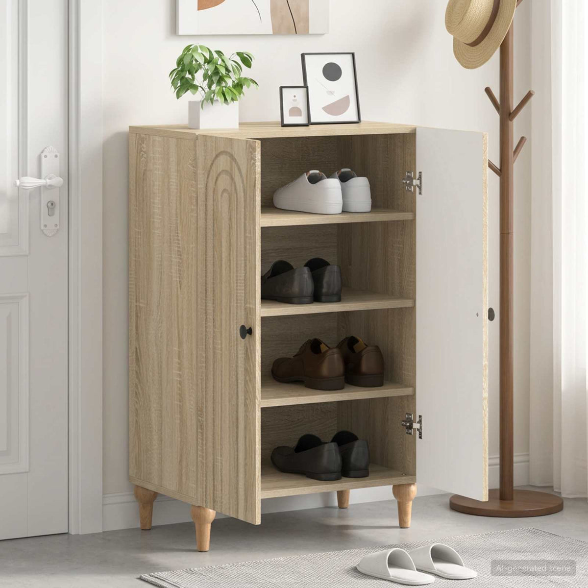 Skříň Na Obuv Alkmaar 59,5 X 39,5 X 90 Cm Kompozitní Dřevo