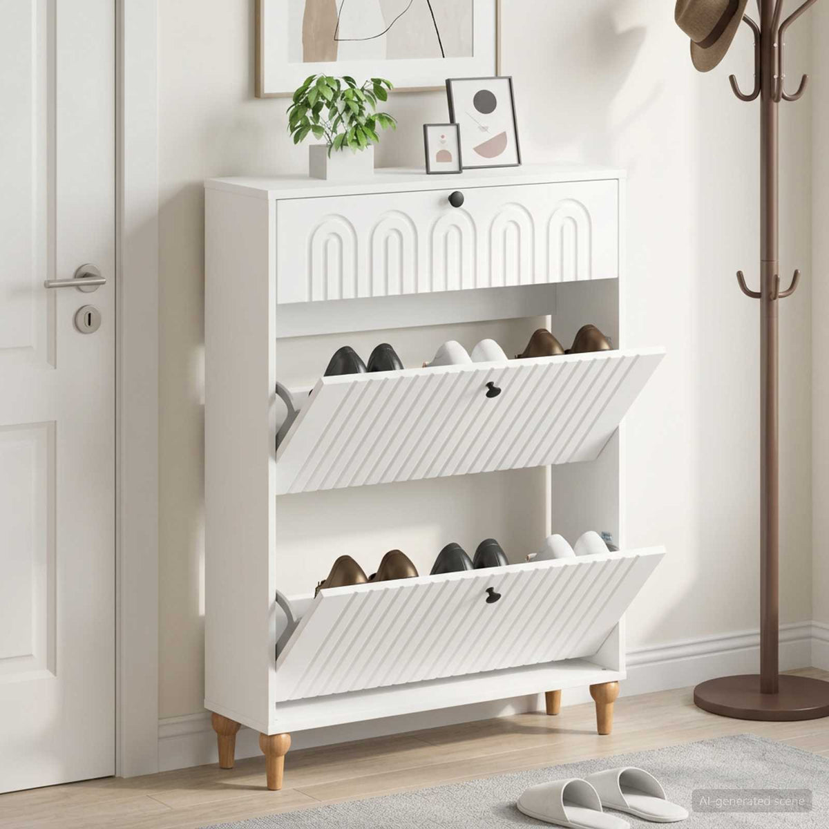 Skříň Na Obuv Alkmaar 78 X 24 X 103 Cm Kompozitní Dřevo