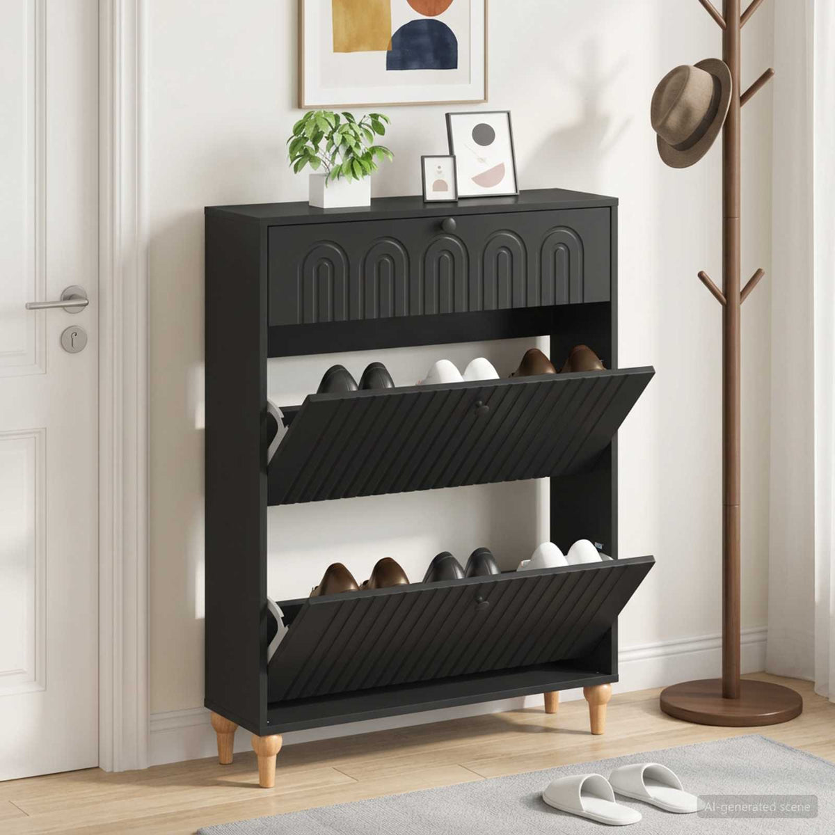 Skříň Na Obuv Alkmaar 78 X 24 X 103 Cm Kompozitní Dřevo