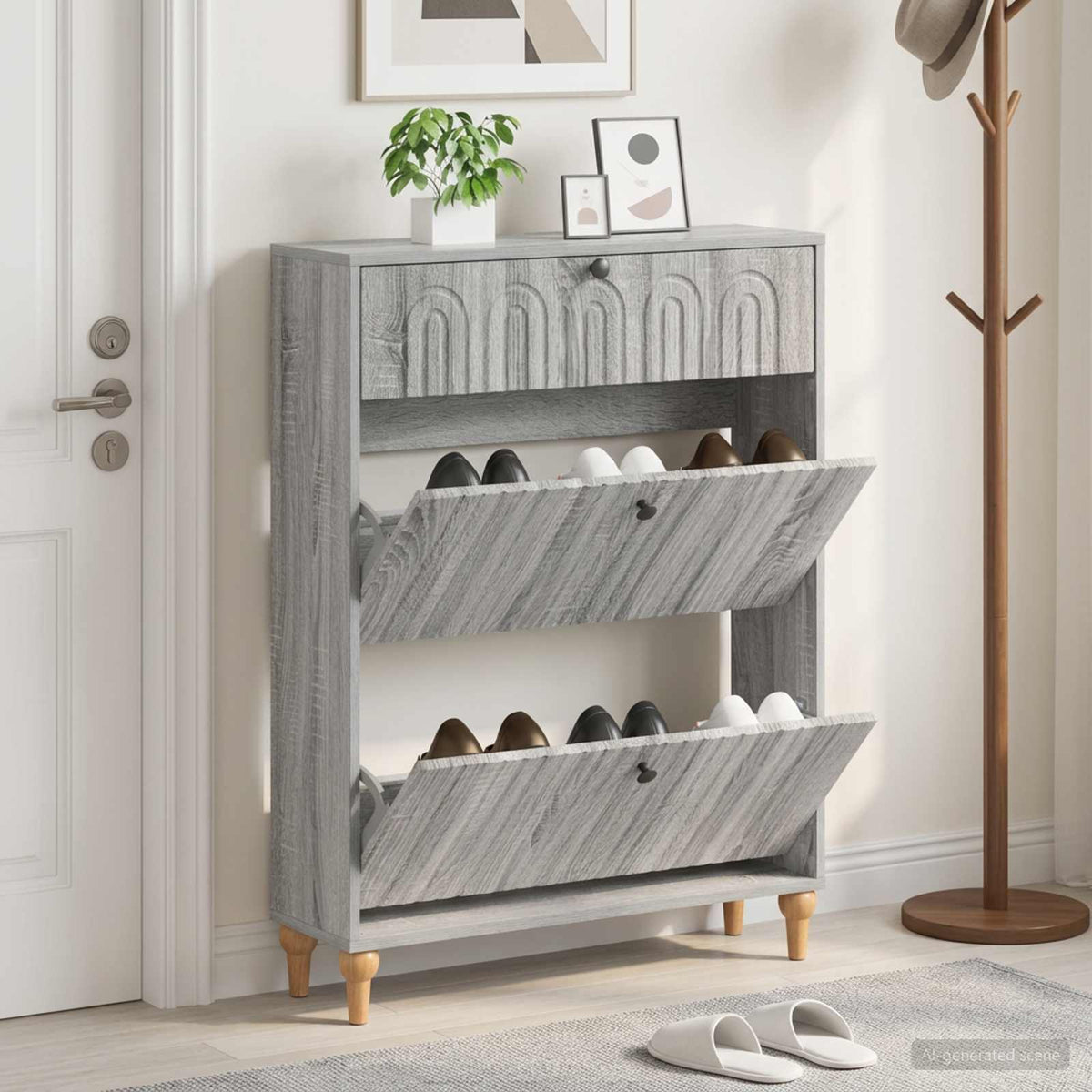 Skříň Na Obuv Alkmaar 78 X 24 X 103 Cm Kompozitní Dřevo