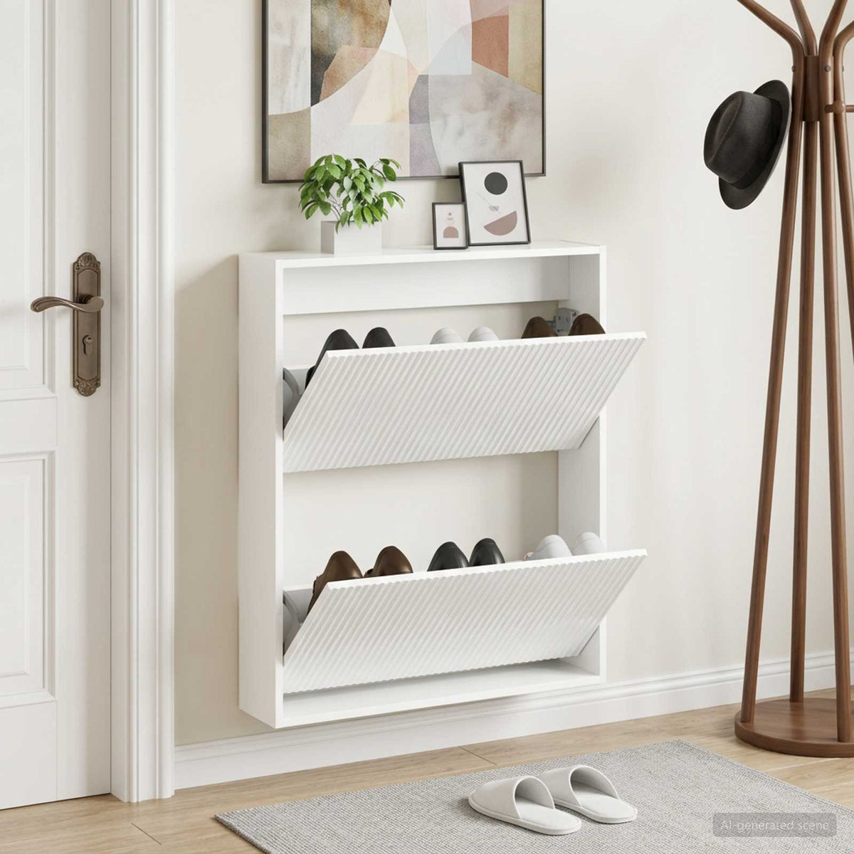 Nástěnná Skříň Na Boty Arnhem 71 X 17 X 86 Cm Kompozitní Dřevo