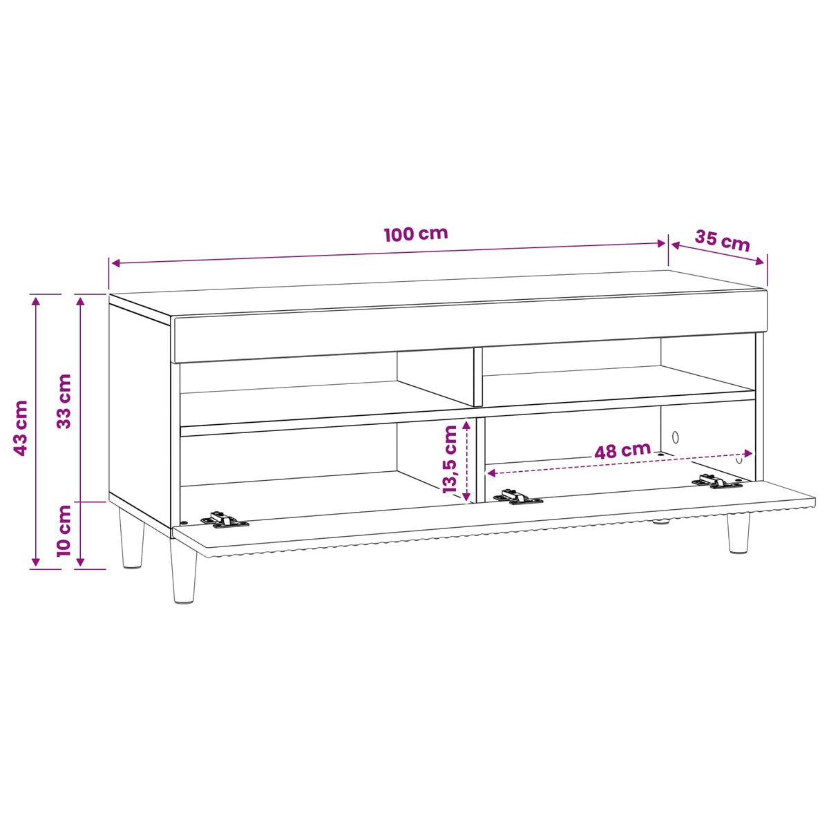 Led Tv Skříň Arnhem 100 X 35 X 43 Cm Kompozitní Dřevo