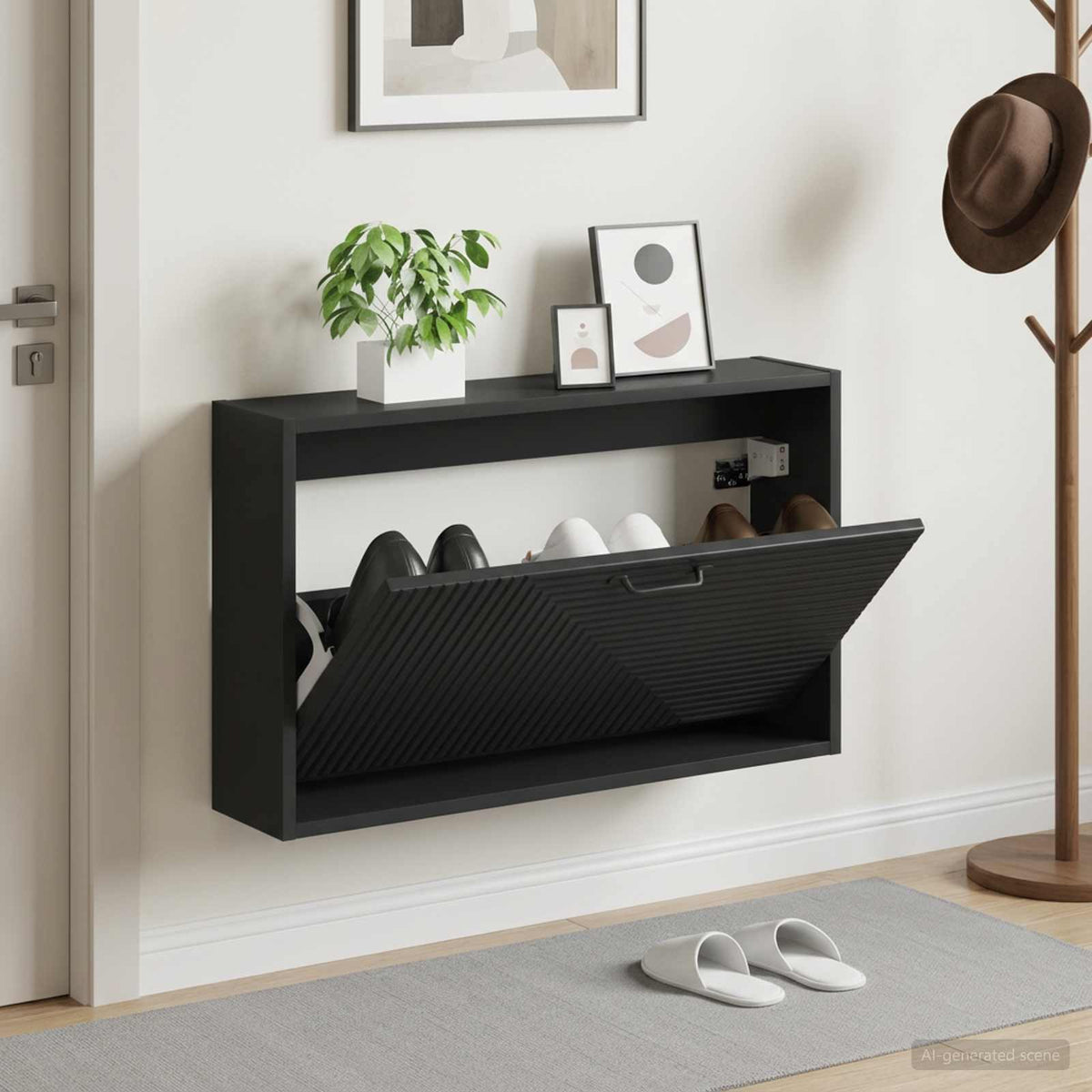 Nástěnná Skříň Na Boty Haarlem 71 X 17 X 43 Cm Kompozitní Dřevo