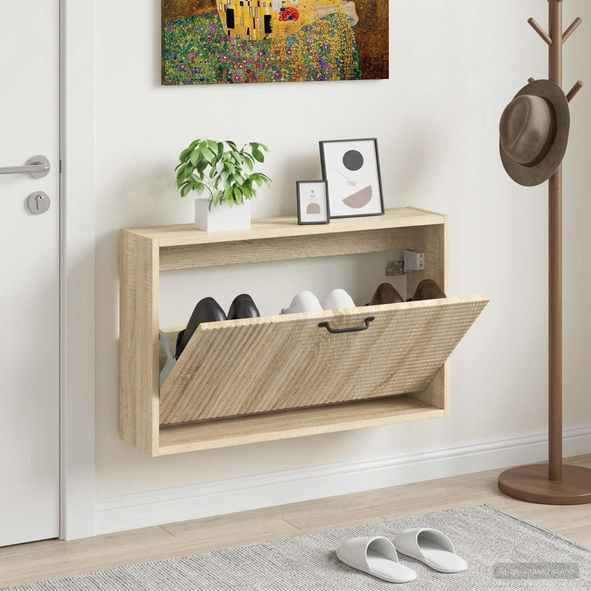Nástěnná Skříň Na Boty Haarlem 71 X 17 X 43 Cm Kompozitní Dřevo