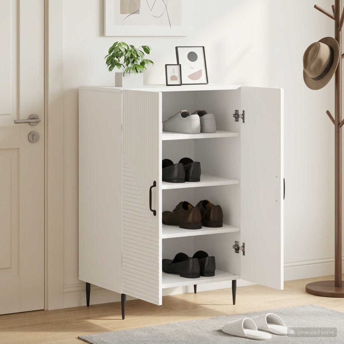 Skříň Na Obuv Haarlem 59,5 X 39,5 X 89,5 Cm Kompozitní Dřevo